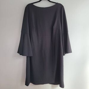 Betsey Johnson 18W black dress bell sleeve sheath style minimalist office profes